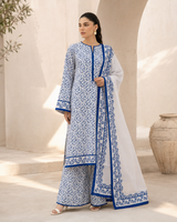 Navy Blue Floral Printed Lawn Unstitched Two Piece