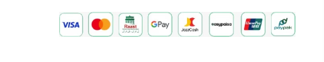 Visa, Mastercard, Raast, Google Pay, JazzCash, Easypaisa, UnionPay, PayPak